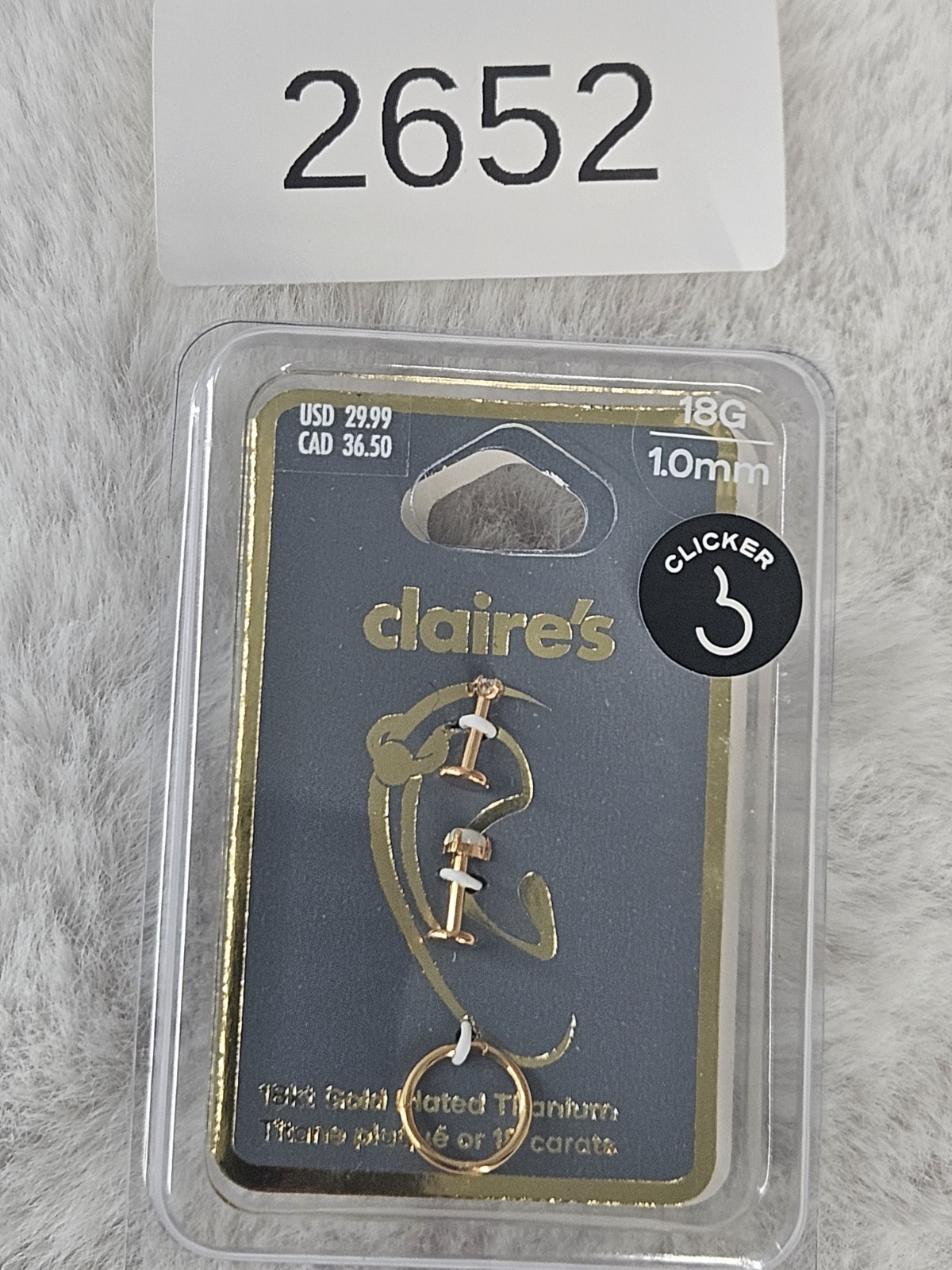 Claire’s Earrings 18G 1.0mm 18kt Gold Plated Titanium