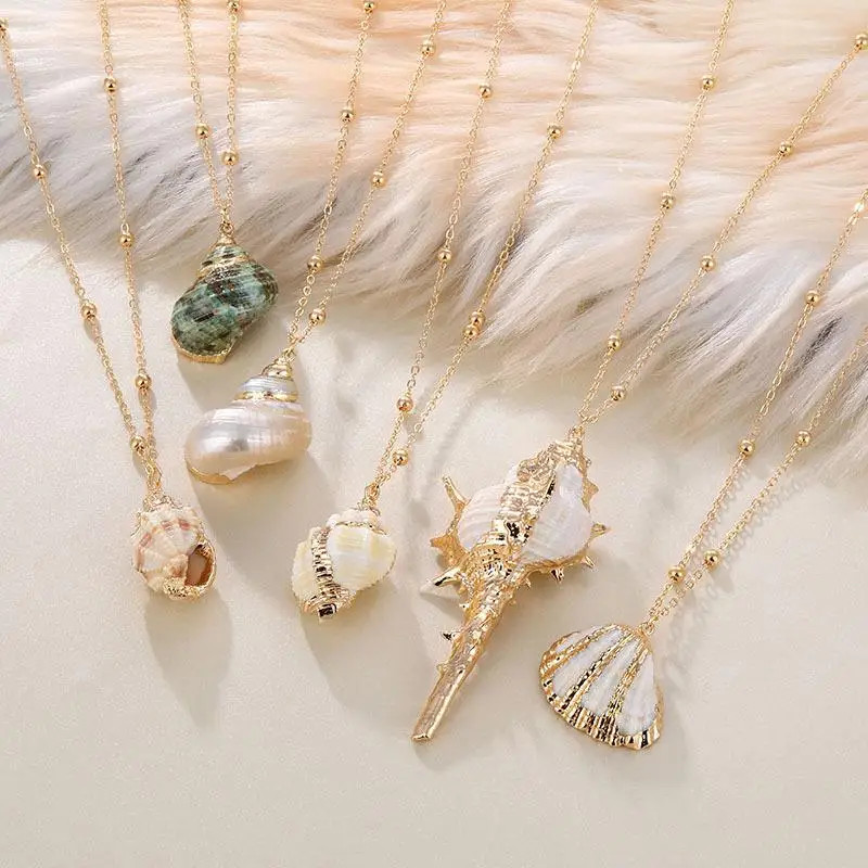 Bohemia Conch Shells Necklace Sea Beach Shell Pendant Necklace For Women Female