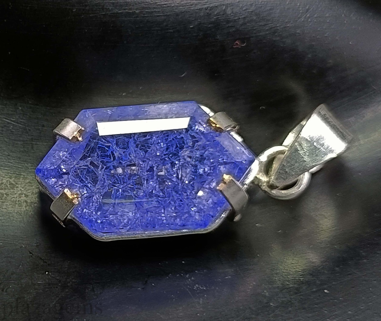 EGL Certified 32.00 Ct Blue Tanzanite Fancy Cut Pendant 925 Silver Chain “5NSP