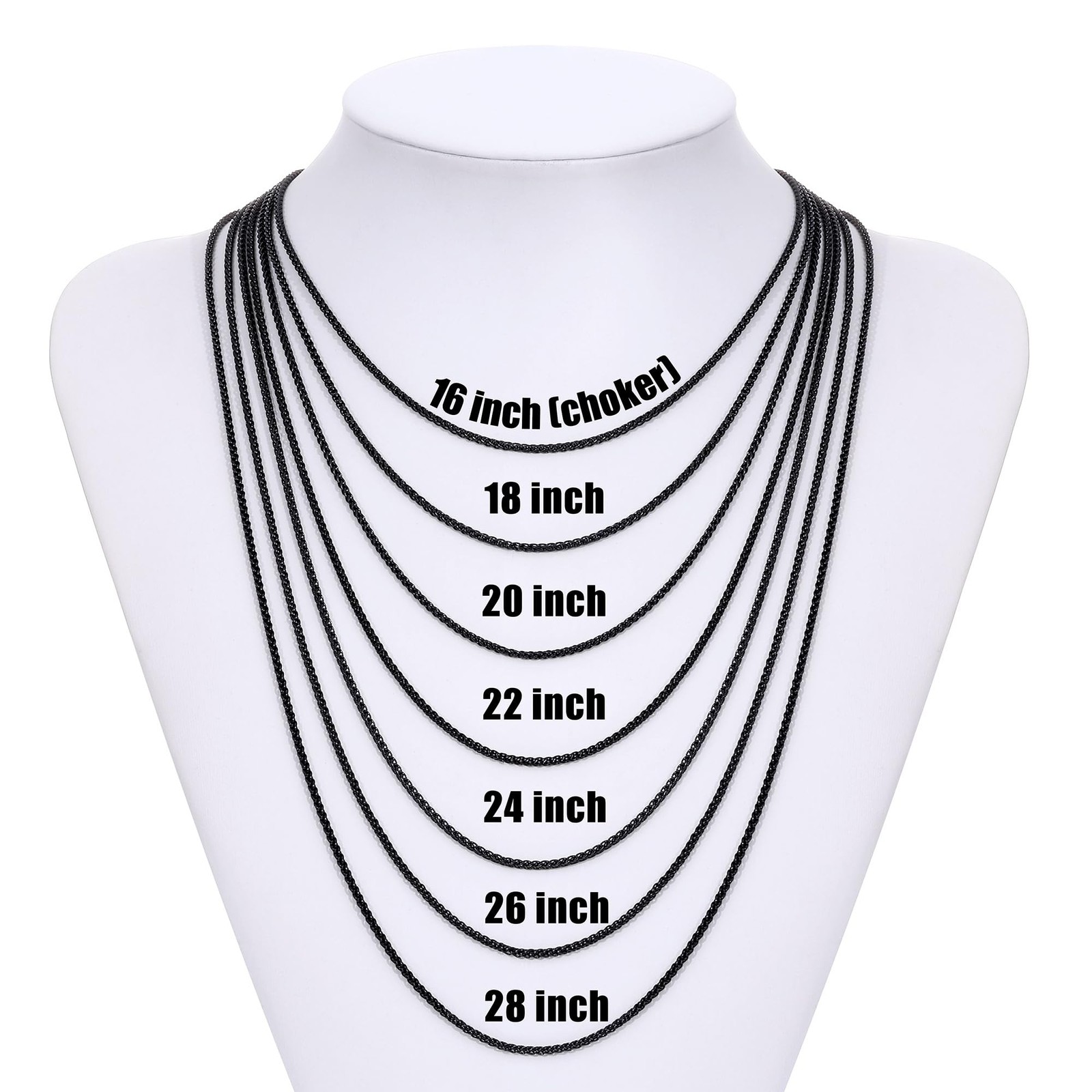 Black Wheat Chains for Men and Women, 2mm Stainless Steel Necklace Chains, Me…