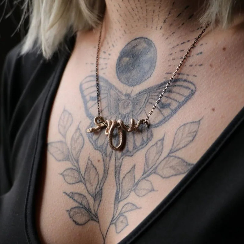 925 Sterling Silver Snake Necklace Pendant Winding Punk Hip Hop Jewelry Gift New