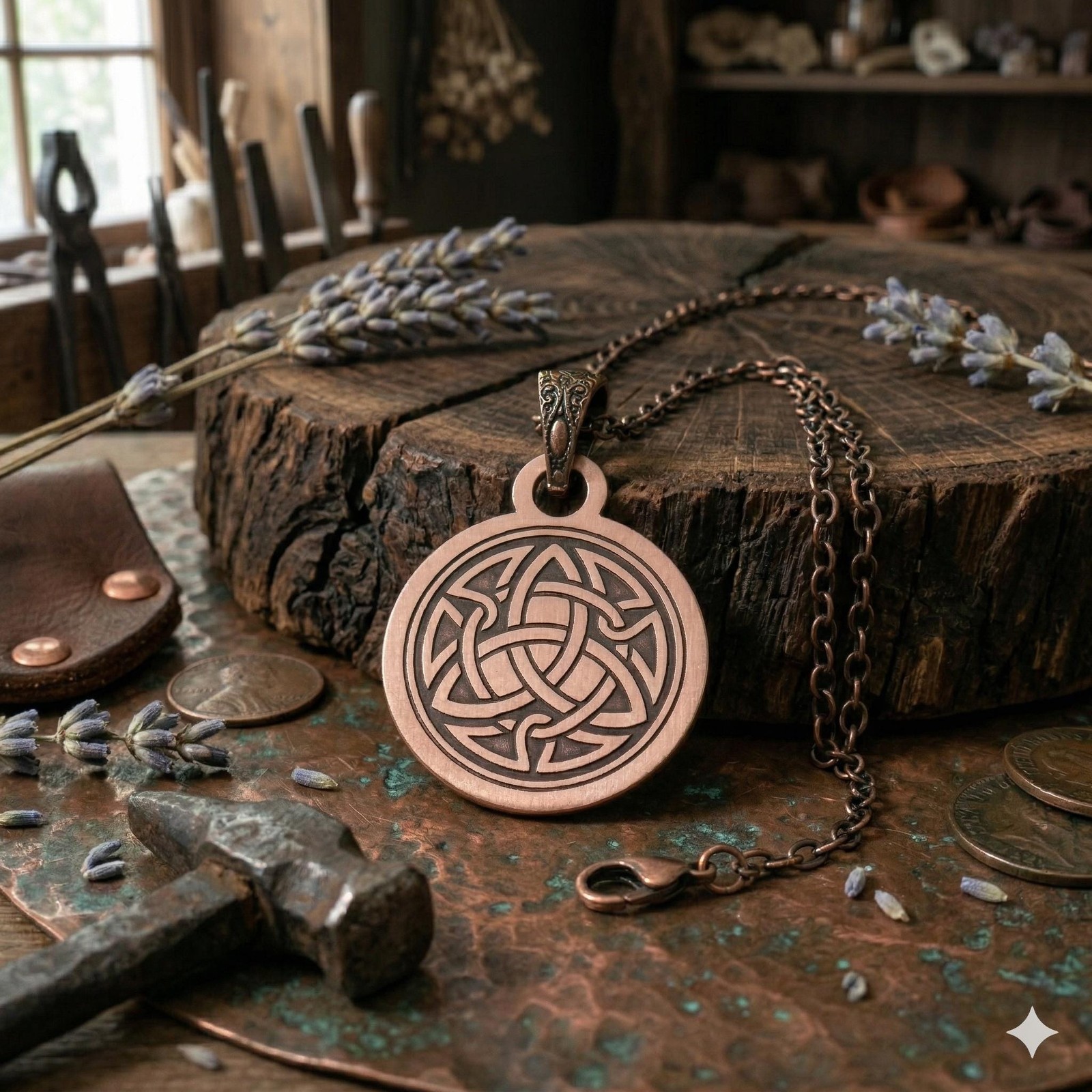Pure Copper Spiritual Celtic Knot Necklace – Handmade Boho Gift