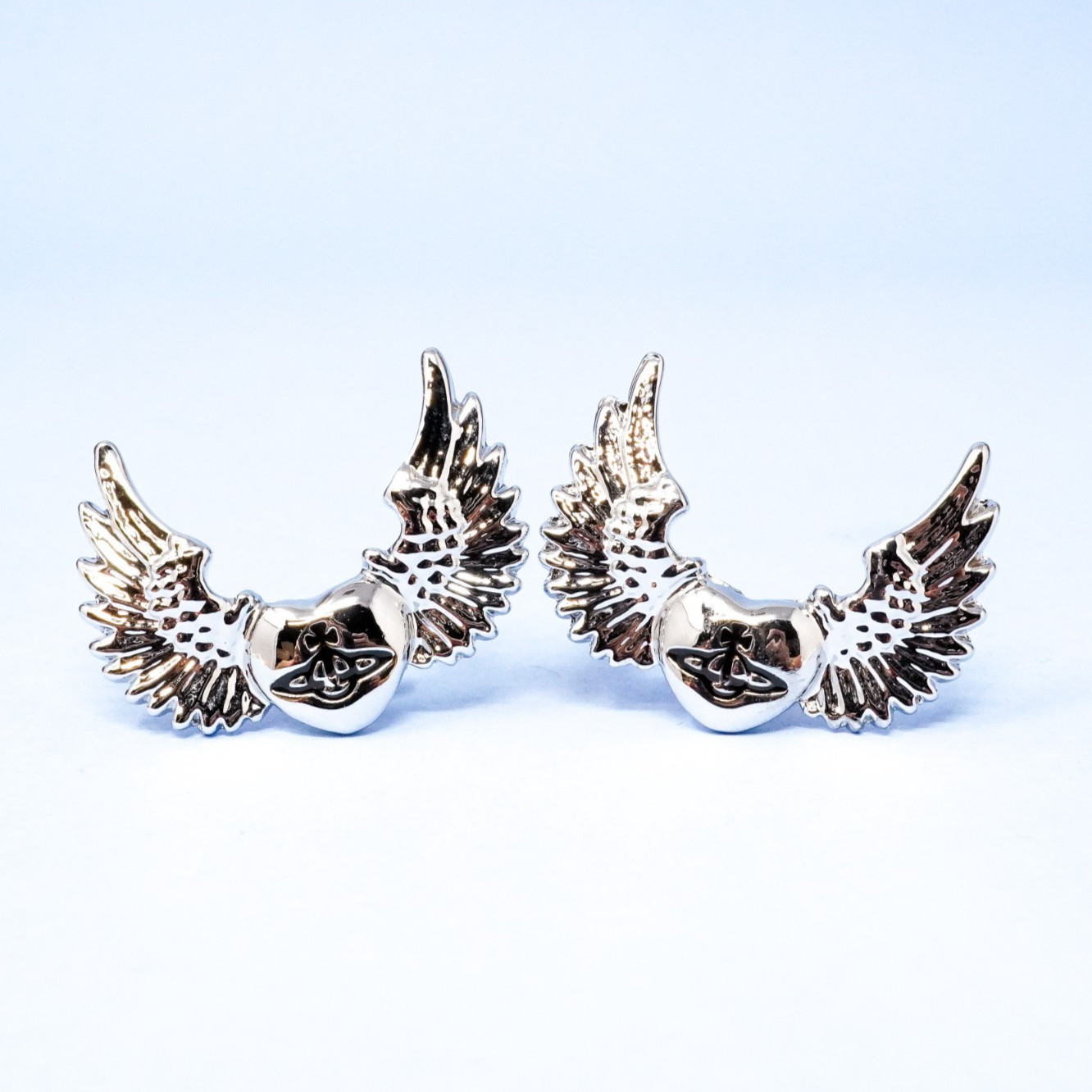 Vivienne Westwood Bracelet Silver Large Wing Heart Orb Studs With Box Included