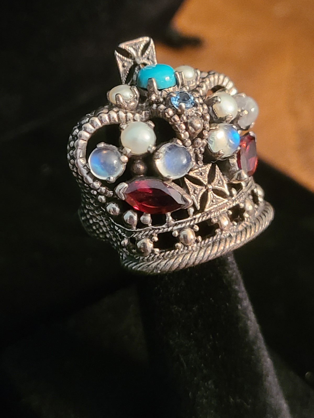 Nicky Butler SS 925 Multi-Gemstone Crown Ring Size 10