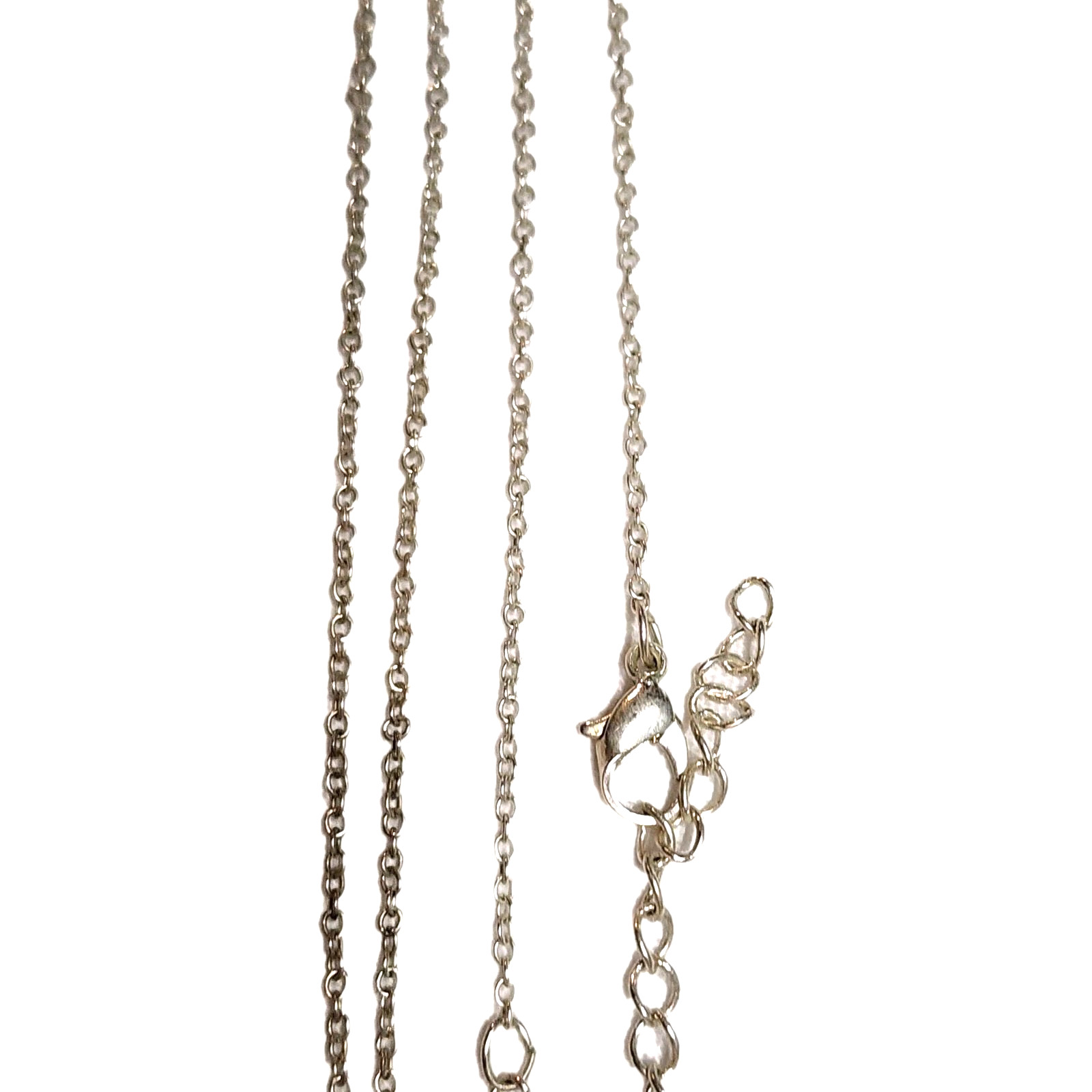 Dainty White Rhinestones & Silver Tone Fleur De Lis Pandant Charm Necklace 18″
