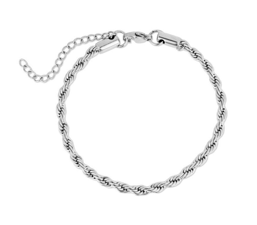 Stainless Steel Rope Chain 4 mm Bracelet Stainless Steel Hip Hop Unisex Bracelet
