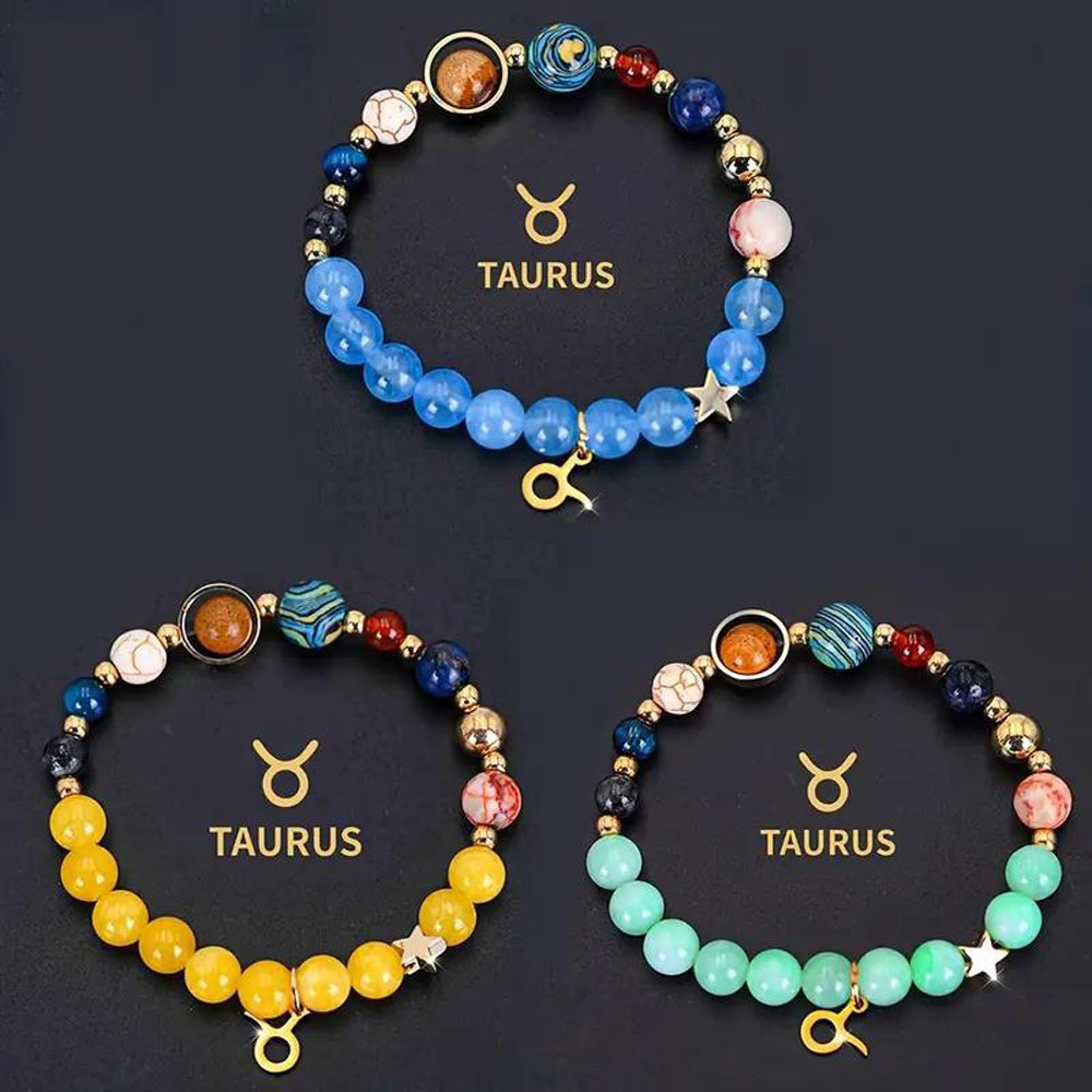 3pc 12 Constellations & 8 Planets Natural Stone Beads Friendship Bracelets Gifts