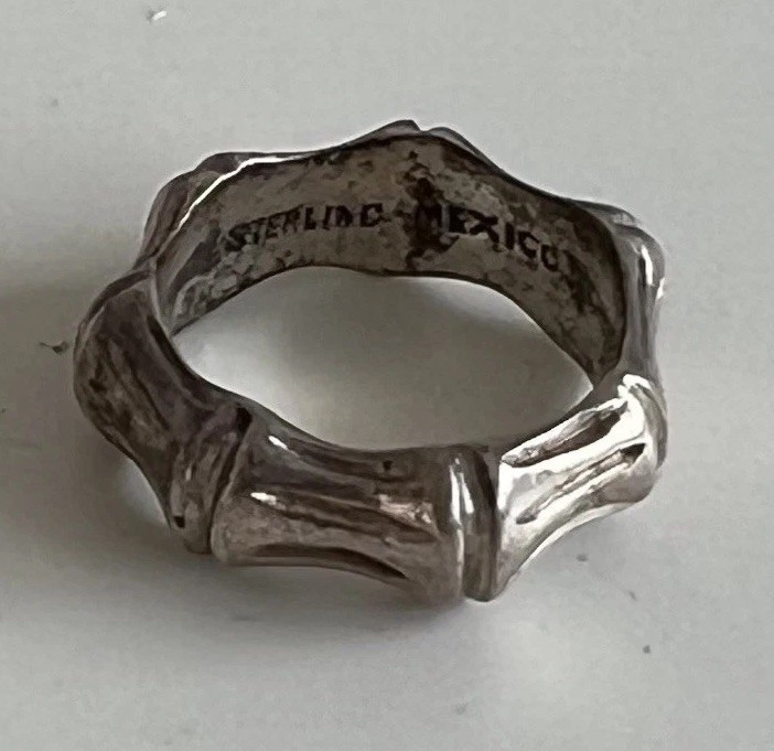 Vintage Celia Harms Sterling Silver Bamboo Ring Mexico Signed Size 4.25