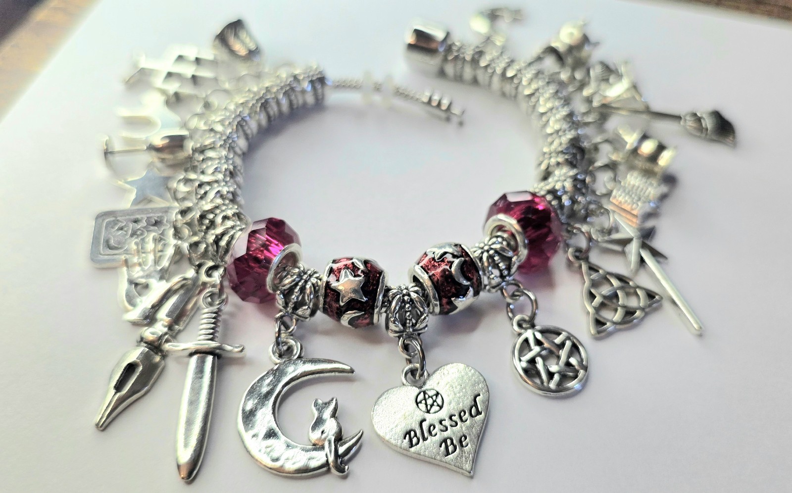 Blessed Be Charm Bracelet Wiccan Size 8″ Non Adjustable