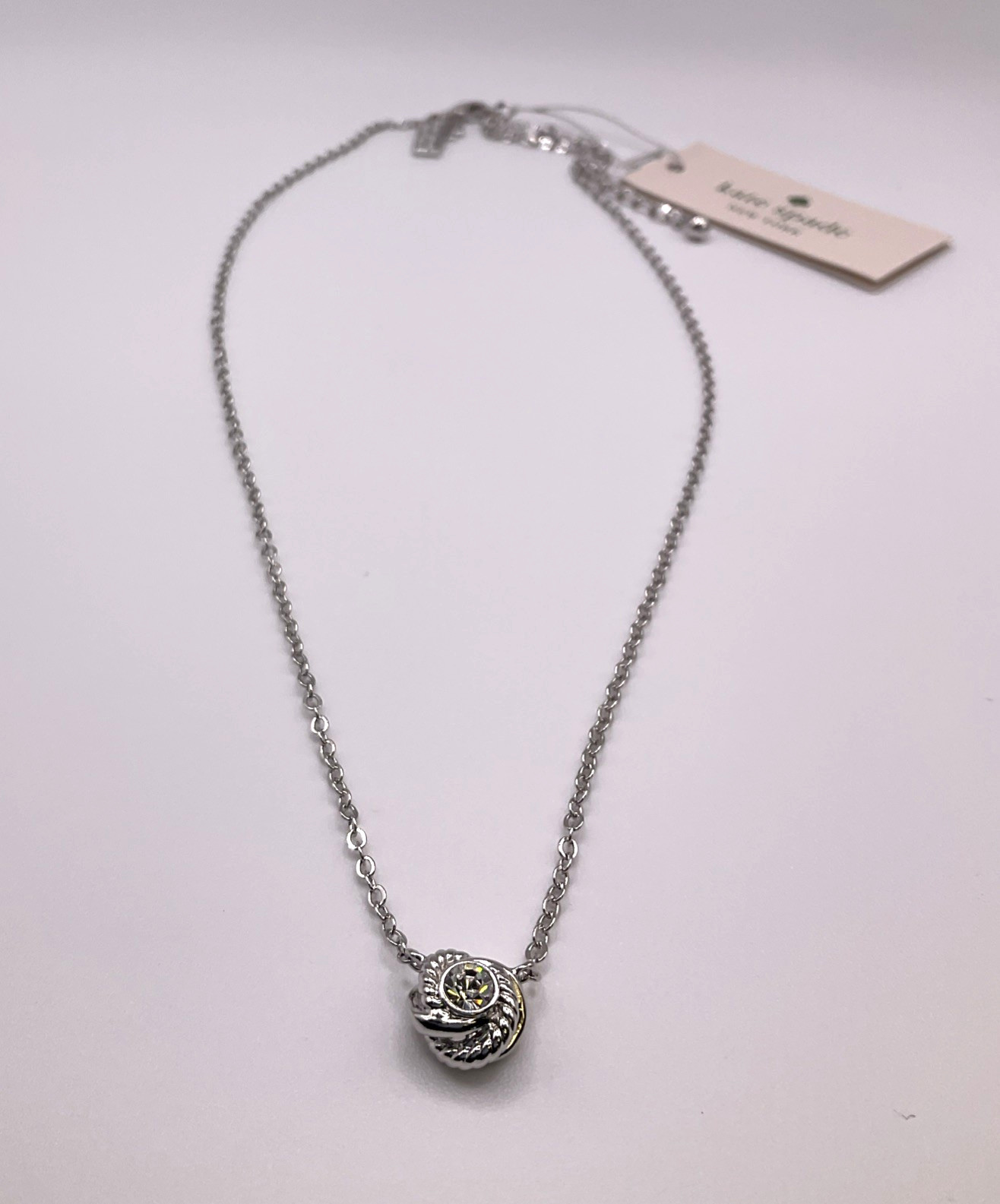 Kate Spade Necklace Infinity and Beyond Knot Mini Pendant NEW Silver Jewelry