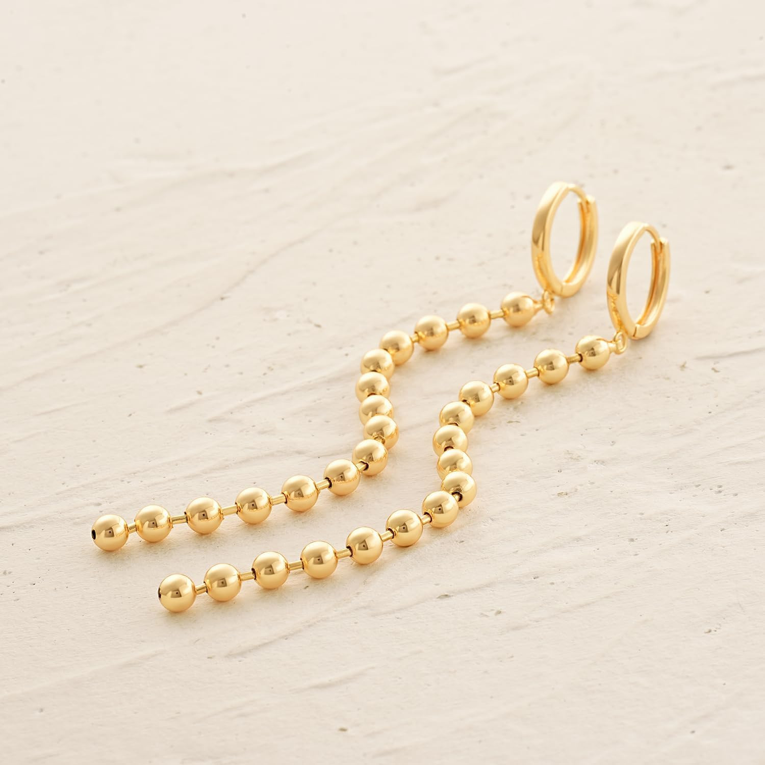Women Chain Earrings Gold Huggie Hoop Dangle Drop 14K Gold Filled Small Boho Bea