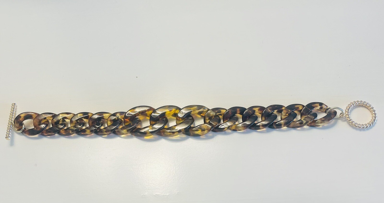 Plus Size Tortoise Faux Link Toggle Bracelet by Sheoma NWT