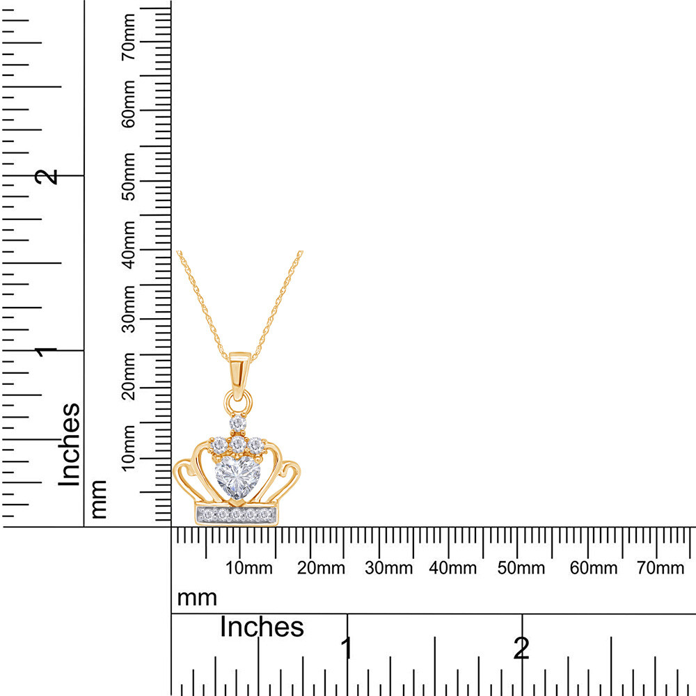 Crown Pendant in 14K Yellow Gold Plated 1 Ct Princess-Cut