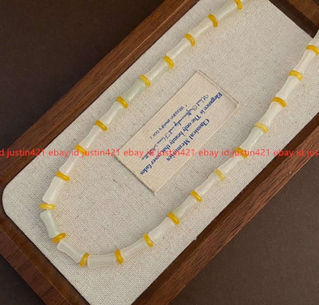 Natural Dongling Jade Bamboo Festival Necklace Bamboo Clavicle Chain 40cm+5cm