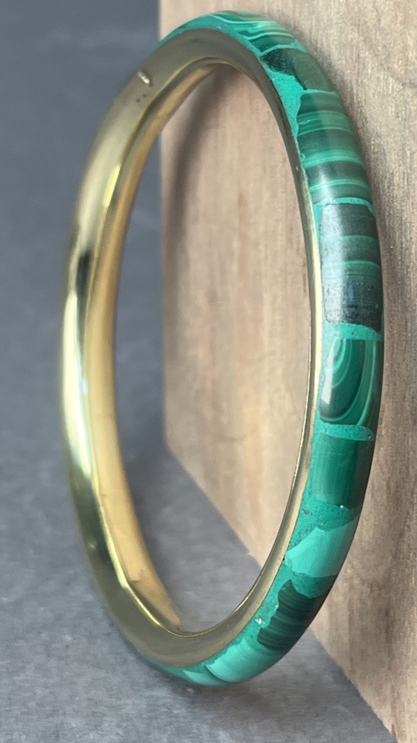 VGT Large Malachite Bangle Bracelet Malachite Bracelet Size Sm-Medium 6.0”-6.5”