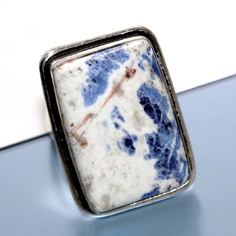 Sodalite 925 Silver Plated Ring US 7 Bohemian Style Gift Most Beautiful JW