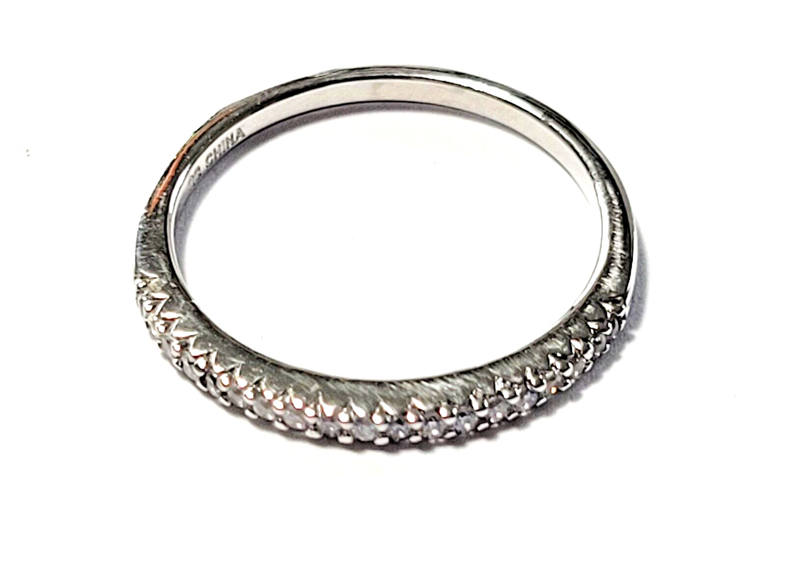 Sterling Silver Cubic Zirconia 1.5mm Wedding Band Set Band 1.3 Grams Size 6.5