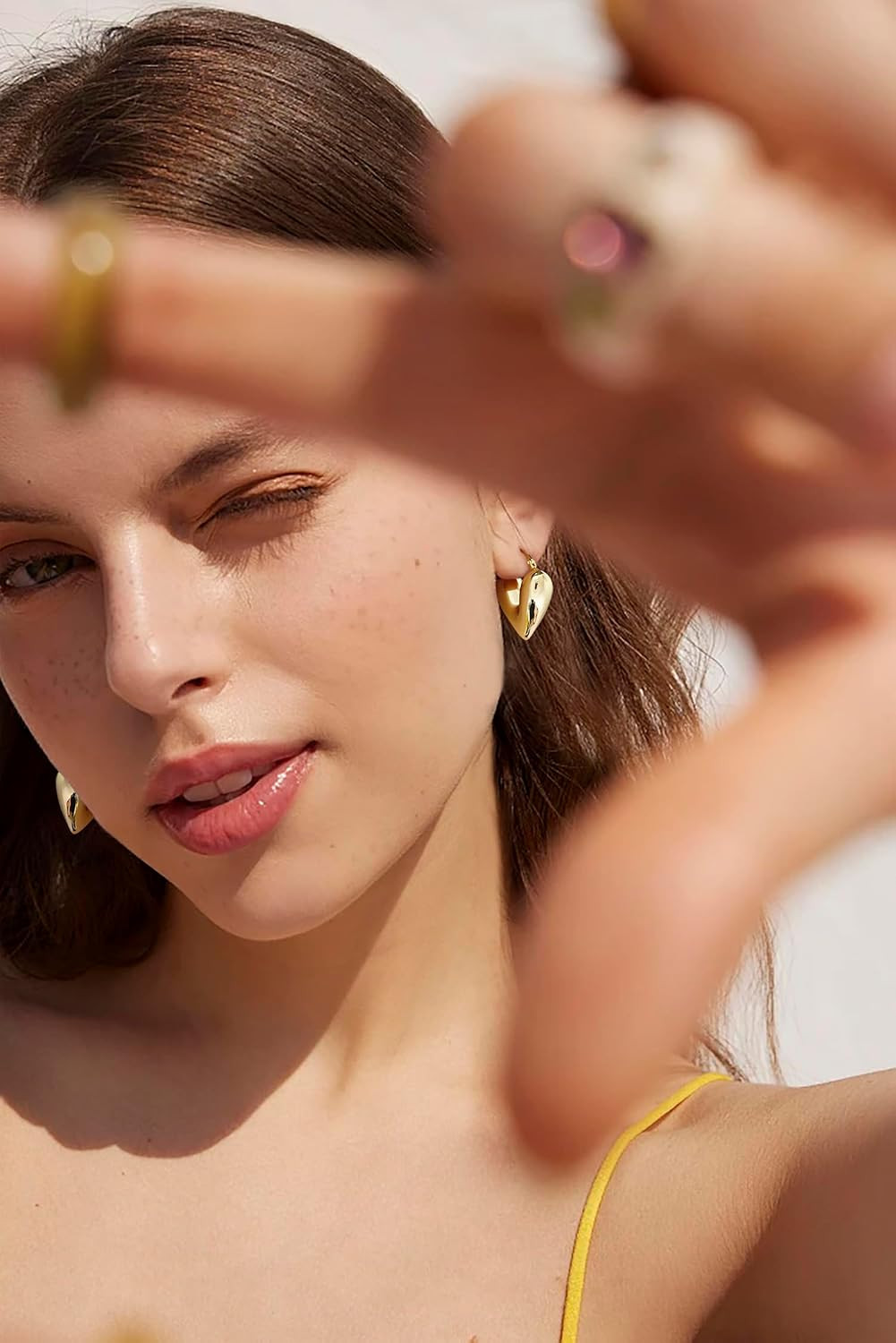 Chunky Gold Hoop Earrings for Women Small Gold Plated Chubby Huggie Earrings Lig