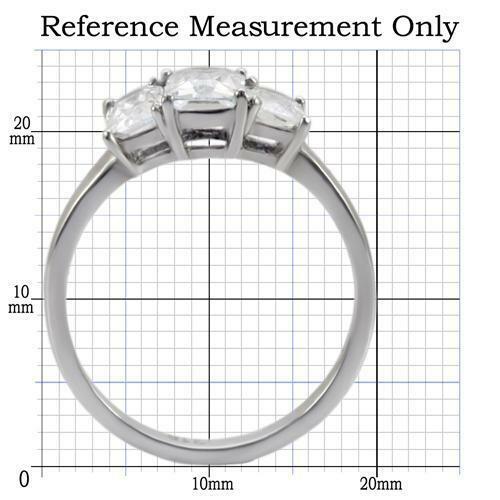 TK058 – High polished (no plating) Stainless Steel Ring with AAA Grade CZ in
