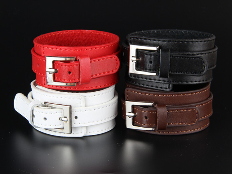 Men Leather Bracelet Adjustable Punk Wide Wrist Wrap Cuff Wristband Bangle Strap