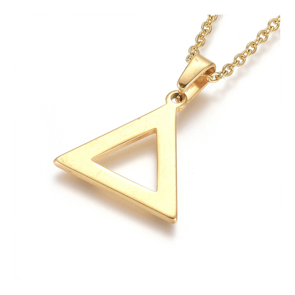 Stainless Steel Pendant Necklace Chain Lobster Triangle Gold 17.5″ 1.5mm A227