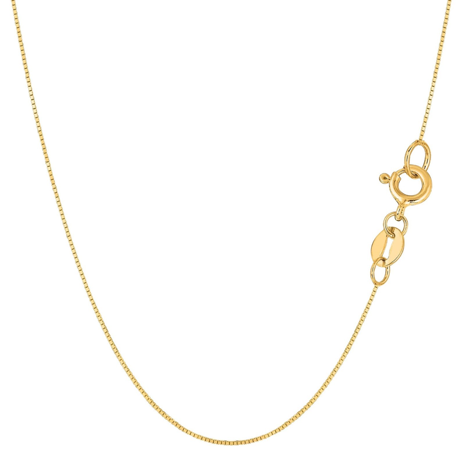 14K Yellow Solid Gold Mirror Box Chain, Width 0.6mm