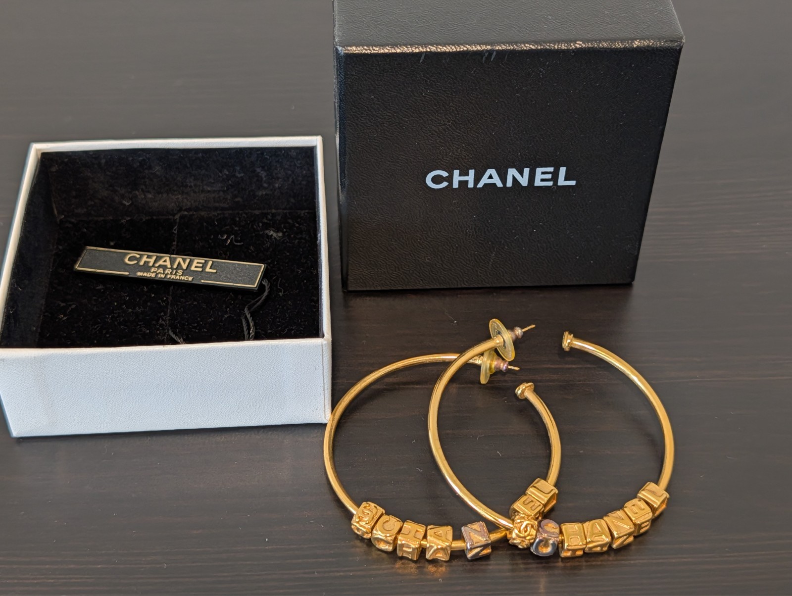Chanel Gold Tone Hoop Earrings