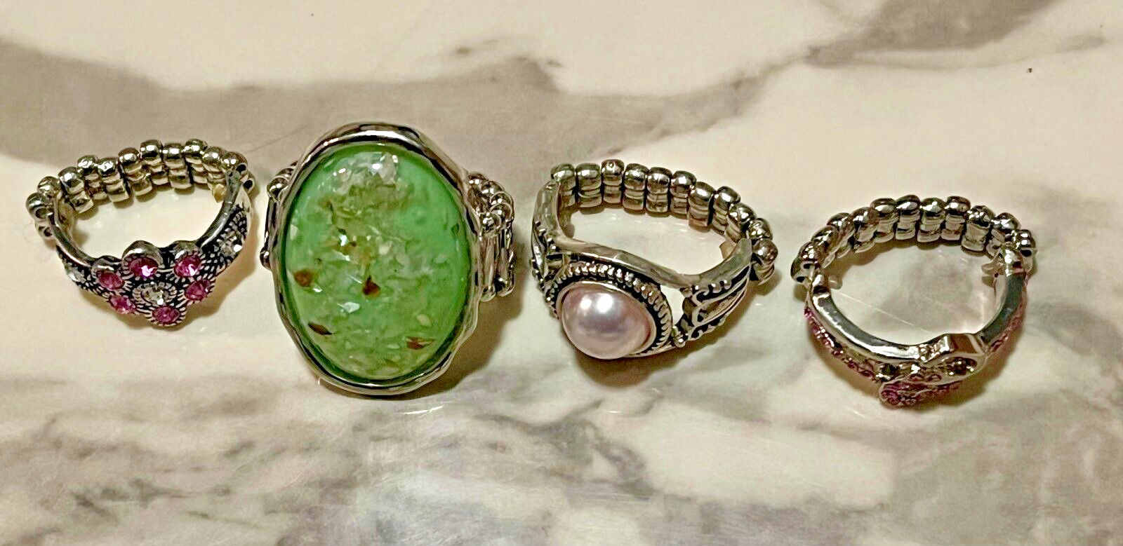 20 Assorted Ornate Stretch Rings Lot Some w/ Embellishments/ Varied Styles