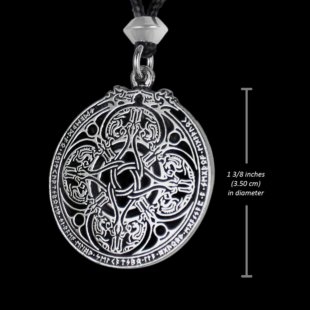 Pewter Celtic Knot Dragon Shield Necklace Talisman Amulet Military Pendant