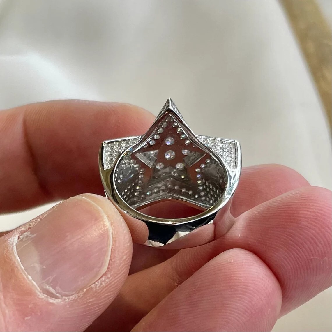 Stunning sterling silver 925 men’s ring CZ Star design star silver ring