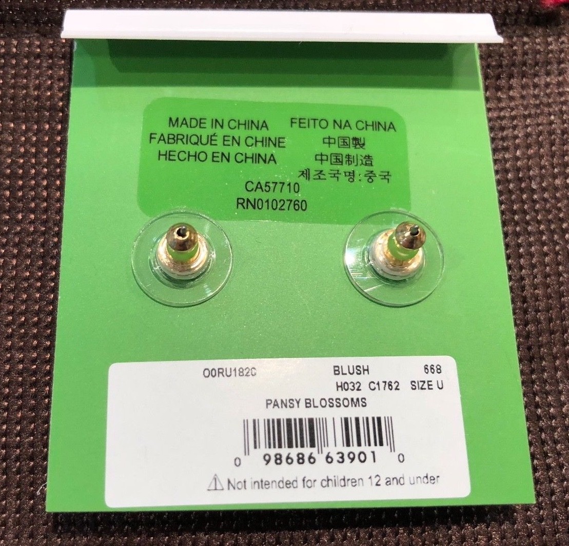 Kate Spade pansy blossom stud earrings floral pink gold 12K plated New+dust bag