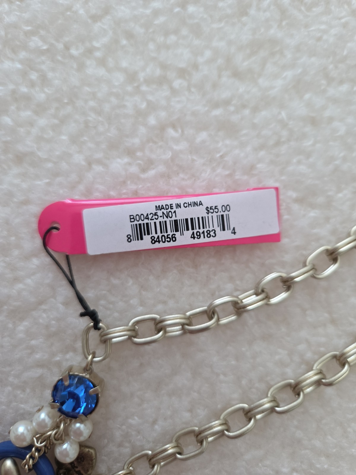 Betsey Johnson Mermaid Vintage Heart Locket Pearl Sea Rare Necklace Blue Stone