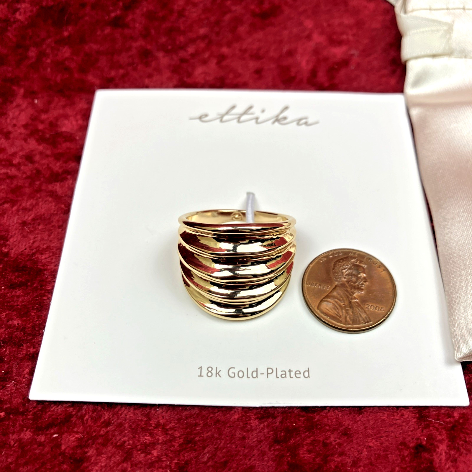 Ettika Stacked Band Ring 18kt Gold Plated Size 10 NWT RP $55