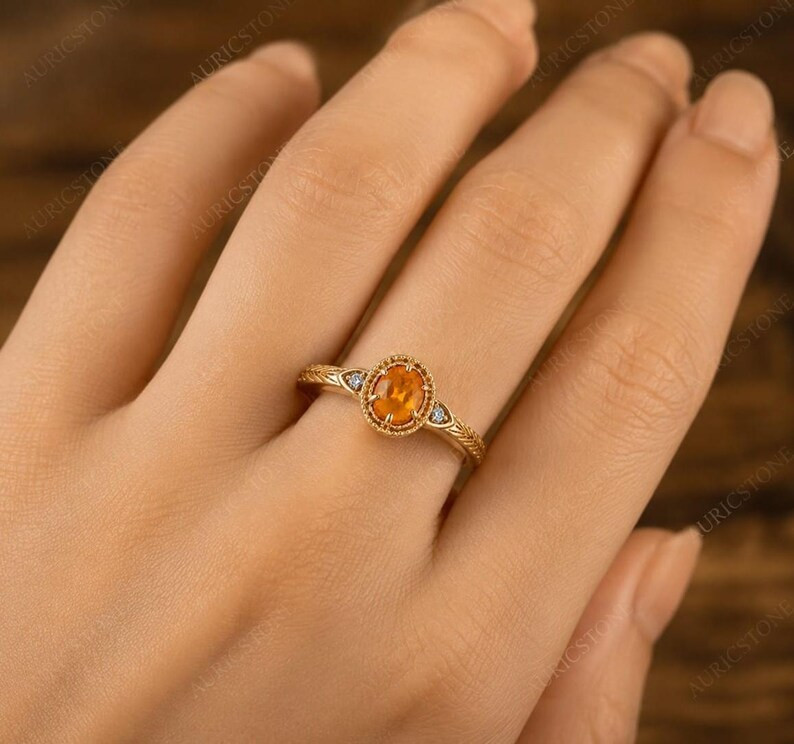 Lab Created Citrine Ring, Base Metal: Brass Finish: Gold Plated, Gift For Her