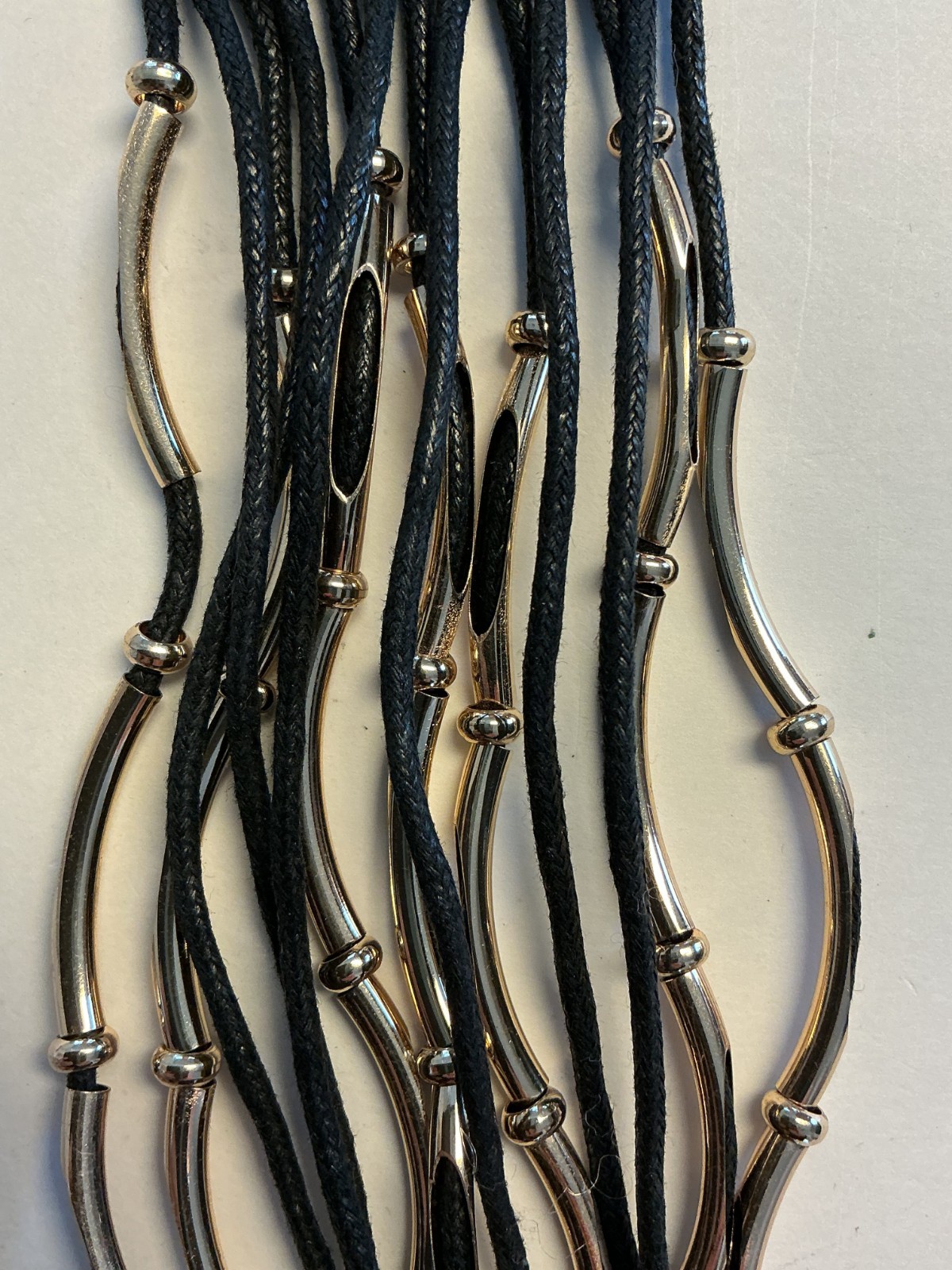 BEAUTIFUL BLACK NYLON BRACELET WITH GOLD-COLORED ACCENTS B7-47