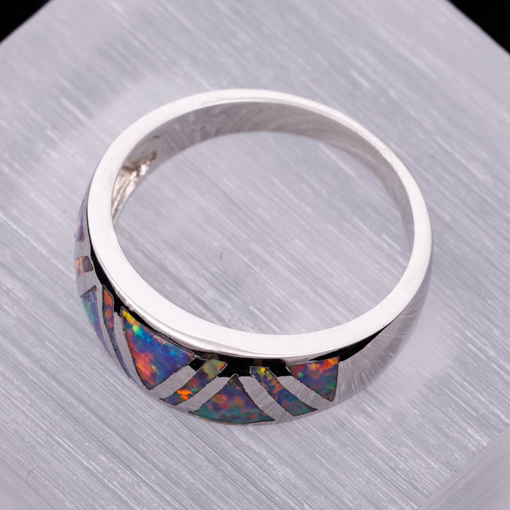 Triangle Lavender Purple Fire Opal Silver Jewelry Women Band Ring Size 7 8 9 10