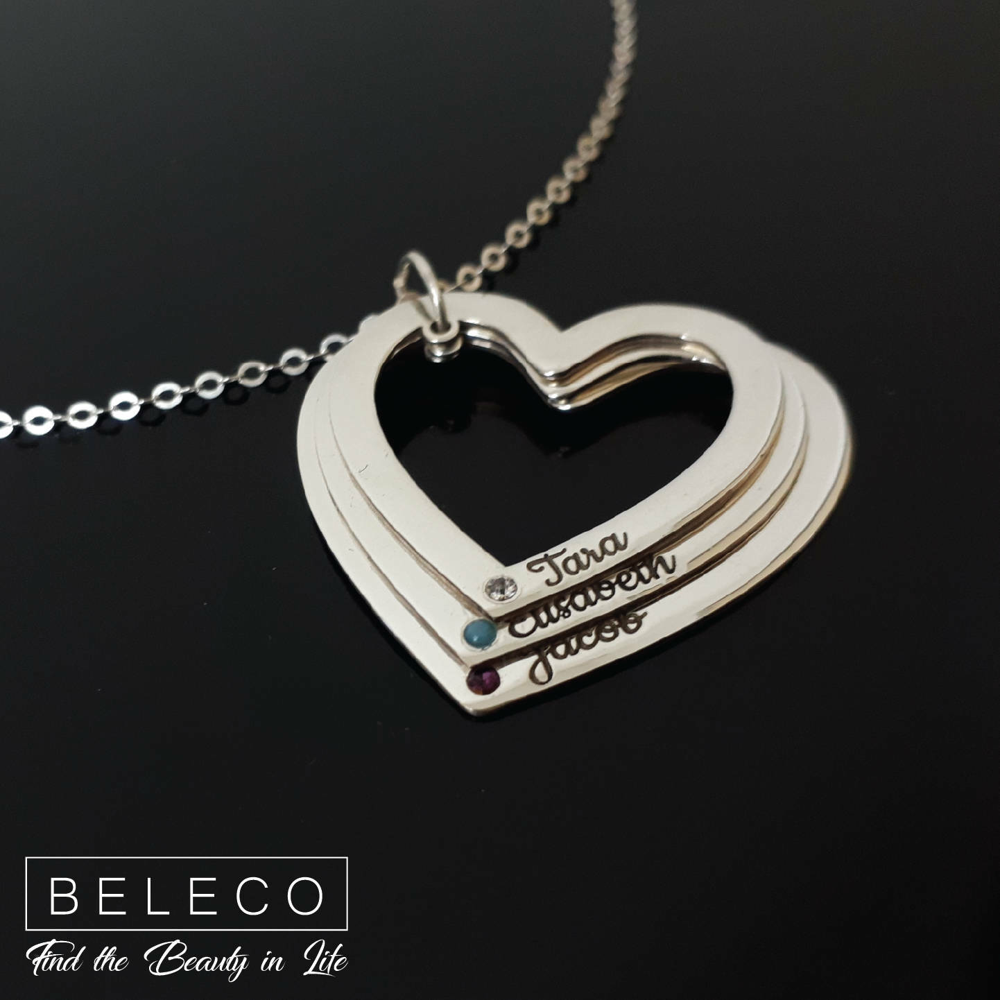 Personalized Heart Necklace Customized Love Charms Custom Jewelry Gift For Mom