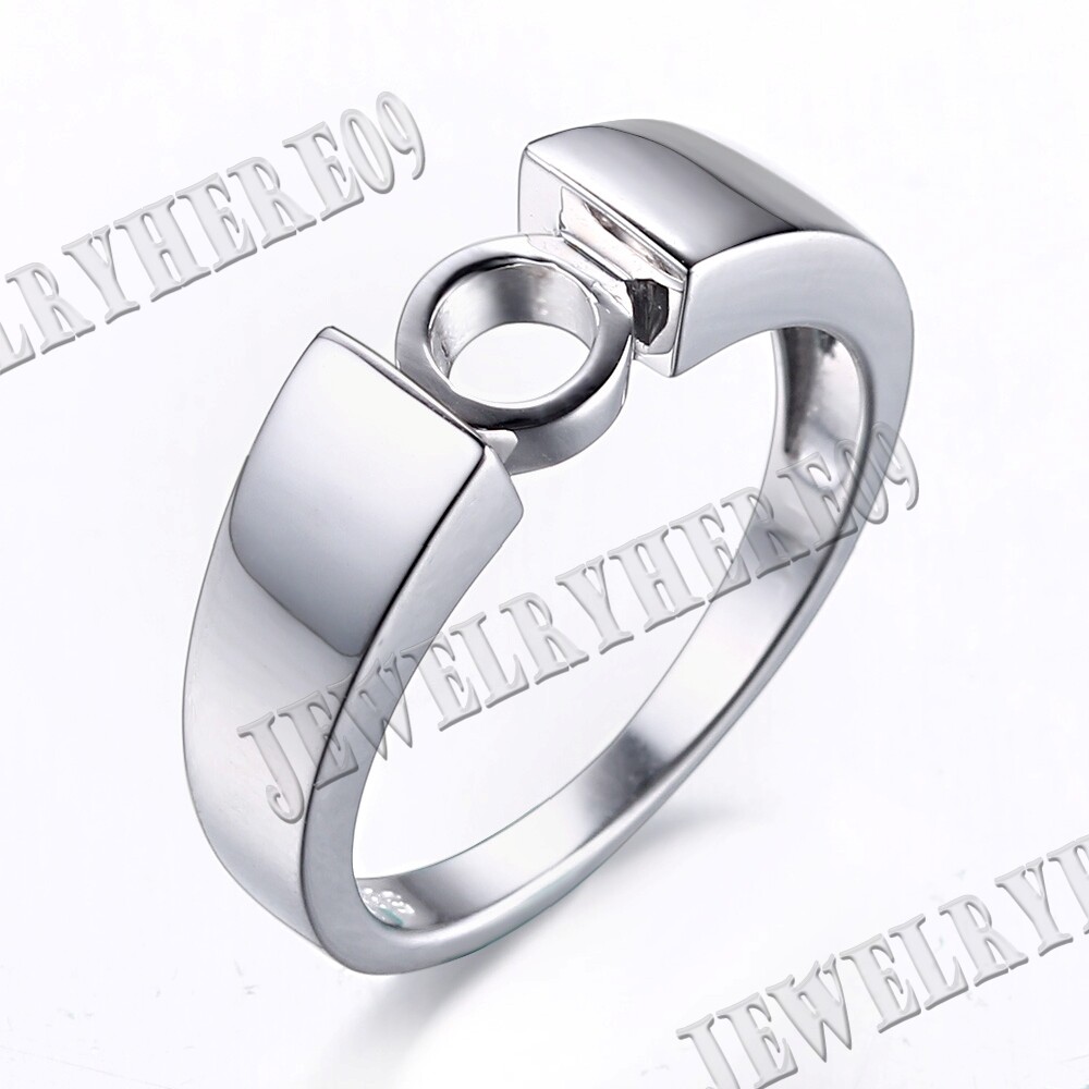 Wedding Fashion 6.5MM Round Tension Setting Solid Semi Mount Ring Silver 925