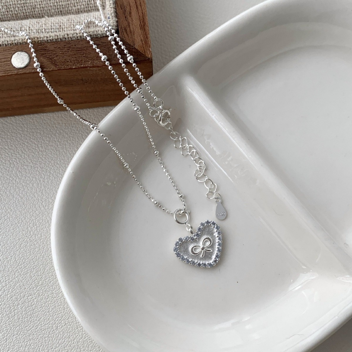 925 Sterling Silver Heart Necklace Gift for Women Minimalist Love Pendant with G