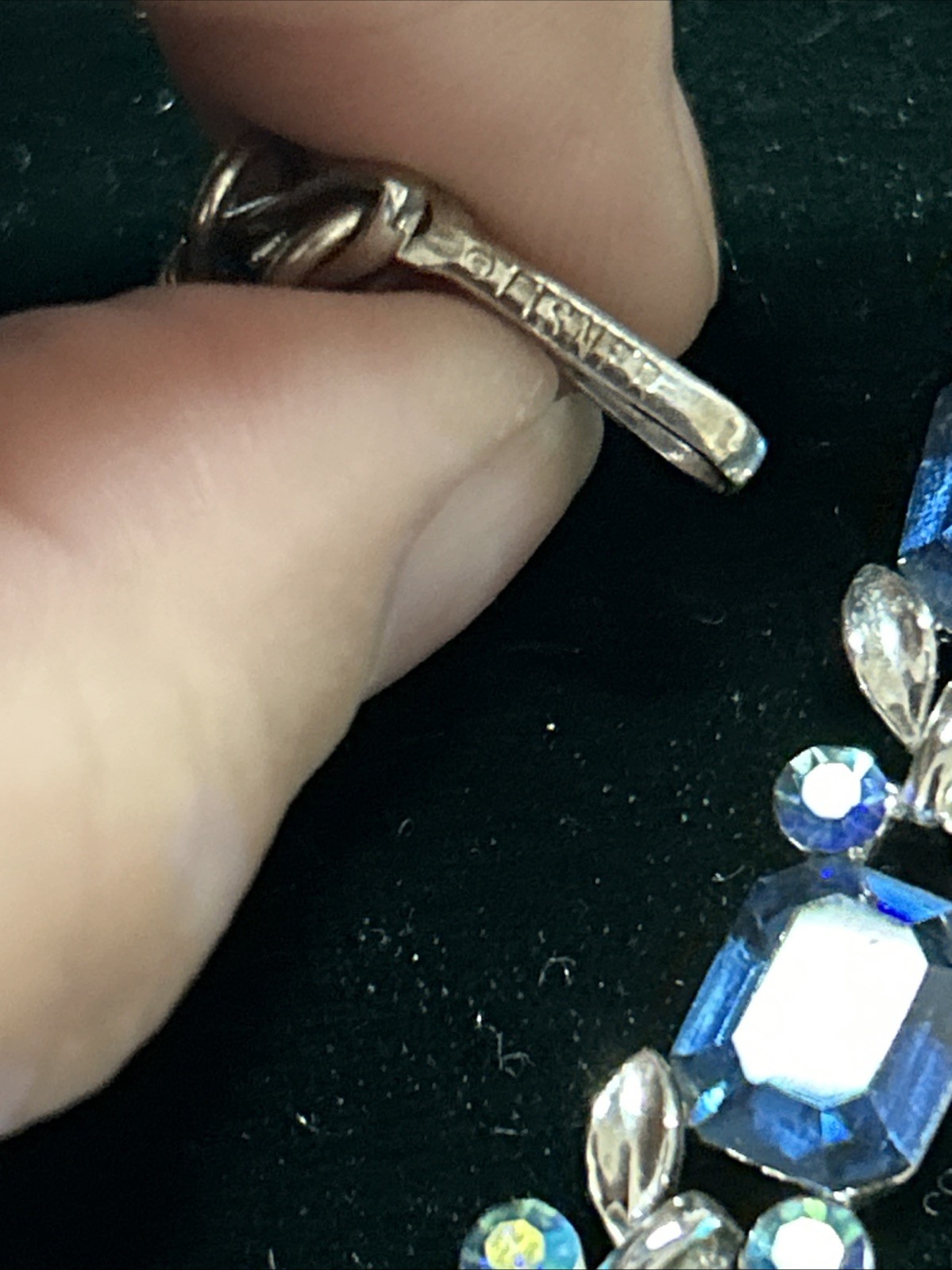 Vintage Signed Lisner Blue Rhinestone Choker Necklace