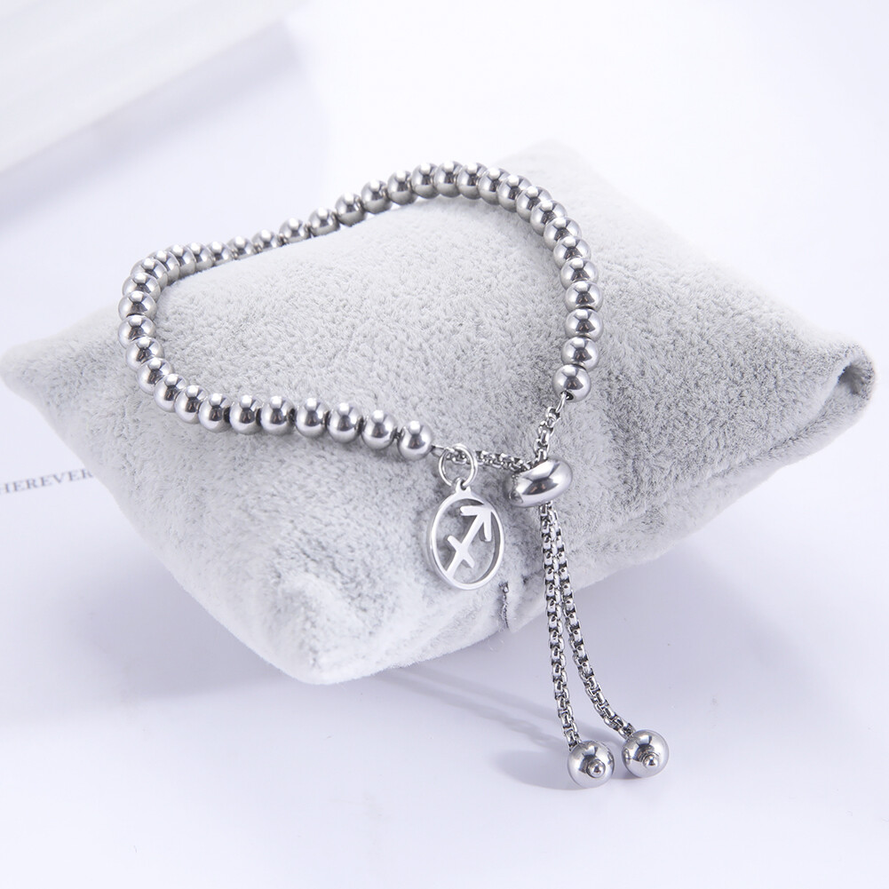 12 Constellations Charm Bracelet Zodiac Bead Link Chain Minimalist Star Jewlry