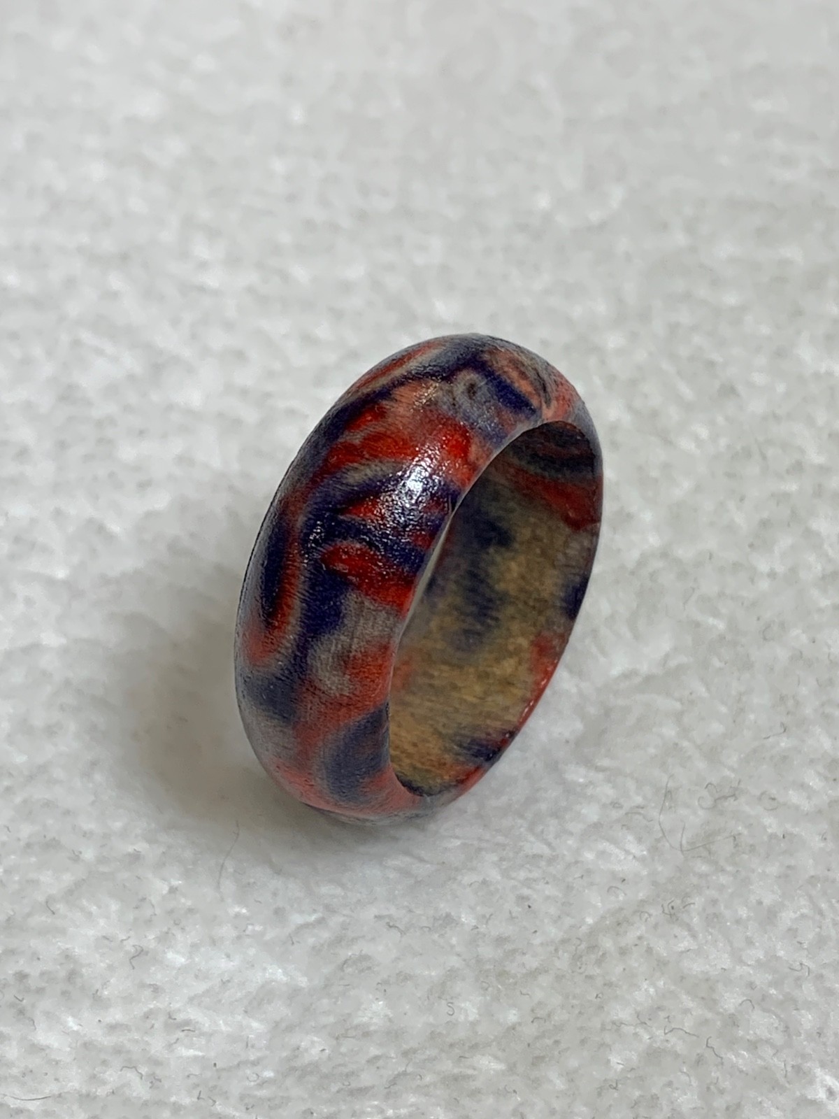 African Totem Ethnic Stamped Pattern Wood Ring Size 10.5