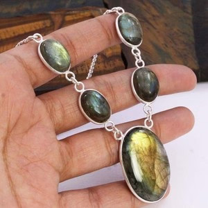 18″ Firey Labradorite Silver Plated Handmade Necklace