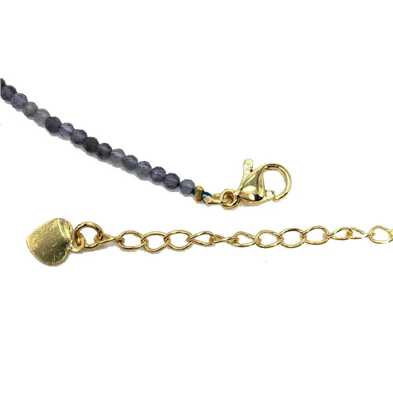 Natural Stone Necklace 2mm Faceted Bead Strand 38-40cm Adjustable Jewelry