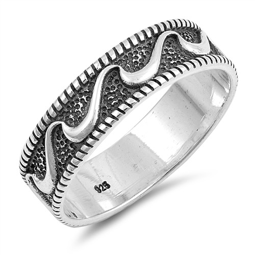 Ocean Wave Sterling Silver Fashion Ring Size 5 to 10 NEW