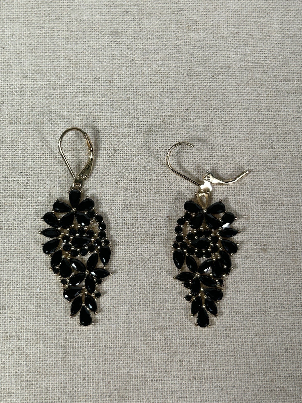 JTV Black Spinel 18k Yellow Gold Over SS Earrings 7.37ctw