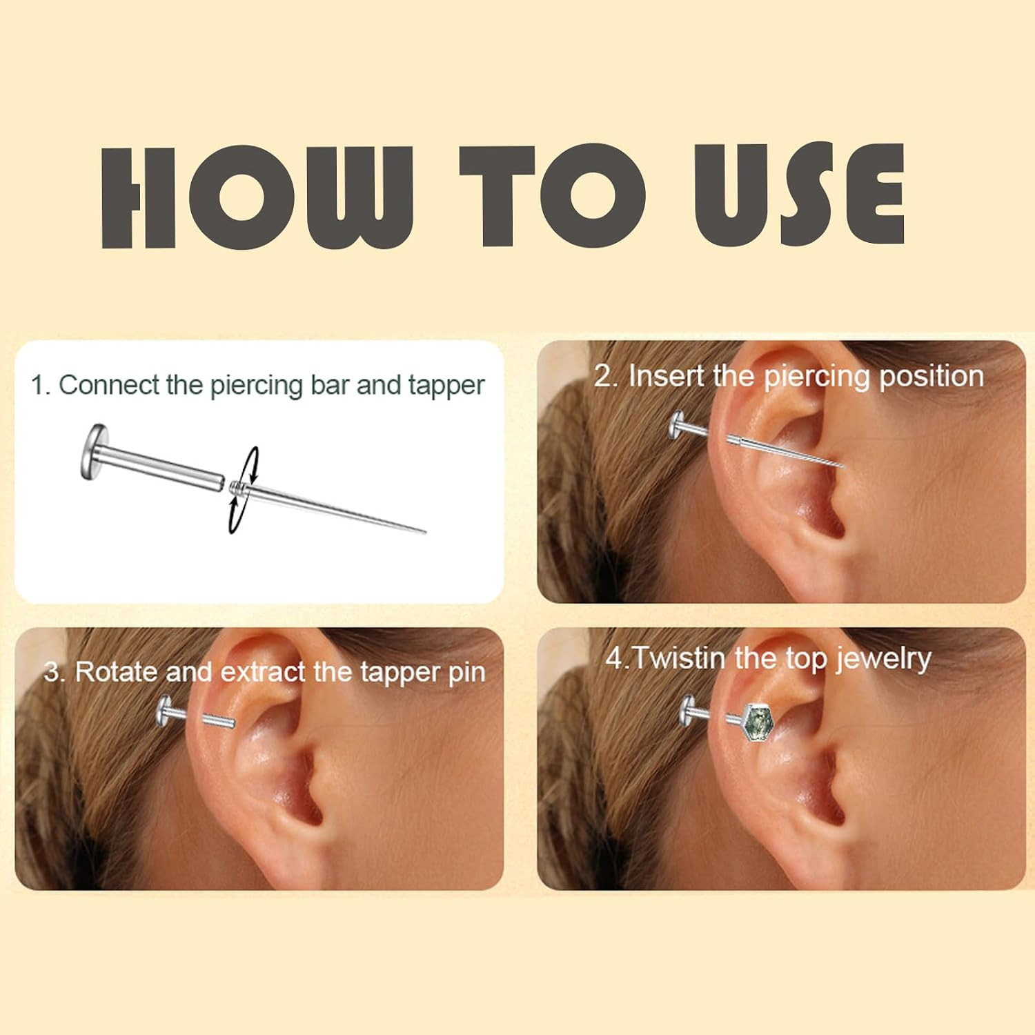 Flat Back Earrings Hypoallergenic Cartilage Earrings for Women Men Helix Tragus