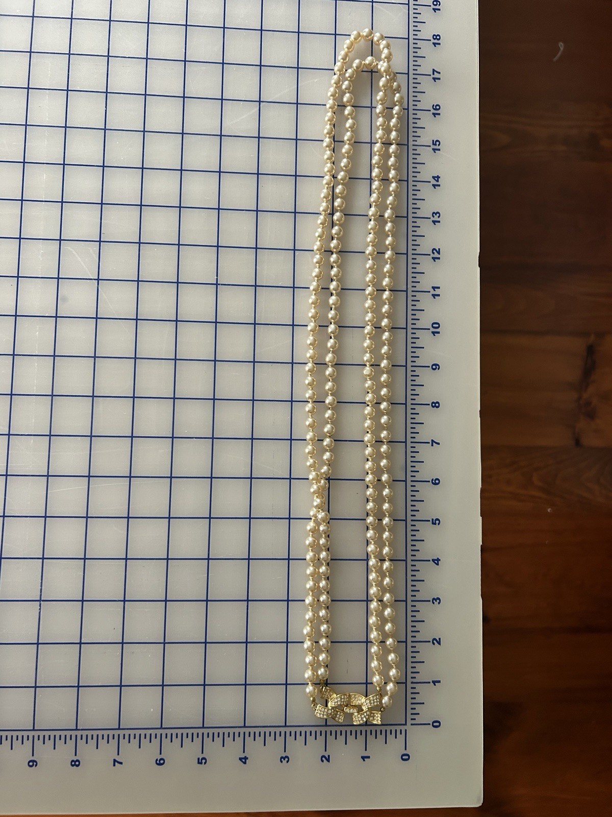 KJL Pearl Strand Rhinestone Long Necklace