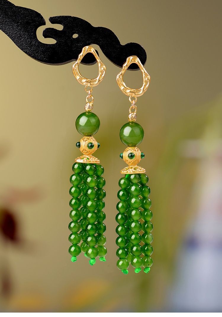 New Chinese Style Tassel Earrings Traditional Qipao Jewelry for Women