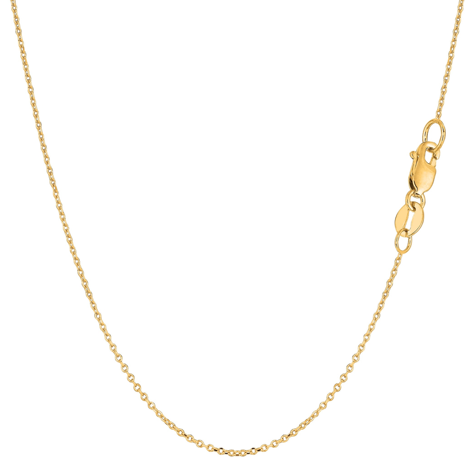 14k Yellow Real Gold Cable Link Chain Necklace, 0.8mm, 18″
